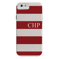 Deep Red and Cream Stripe iPhone Hard Case