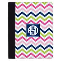 Pink Navy and Lime Chevron iPad Cover