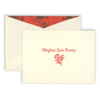 Ecru Letterpress Foldover Note Cards with Paisley Flower