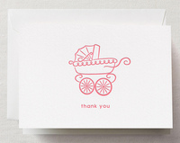 Letterpress Pink Pram Thank You Boxed Note Cards