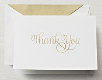 Calligraphic Boxed Thank You Folded Note Cards - Hand Engraved