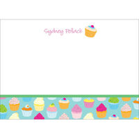 Turquoise Cupcakes Flat Note Cards