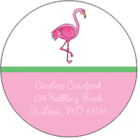 Fancy Flamingo Round Address Labels