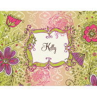 Green Abstract Floral Foldover Note Cards