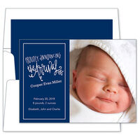 Navy The Arrival Photo Baby Announcements