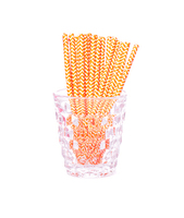 Tangerine Chevron Cocktail Straws