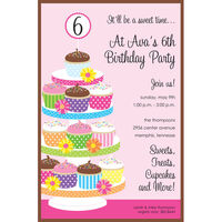 Cupcake Tower Birthday Invitations