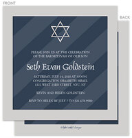 Navy Stripe Slant Bar Mitzvah Invitations