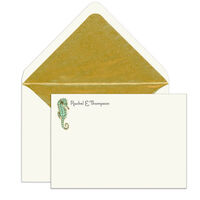 Elegant Note Cards with Engraved Seahorse