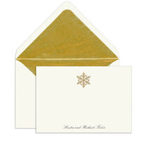 Elegant Note Cards with Engraved Gold Snowflake