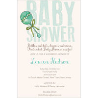 Blue Baby Rattle Shower Invitations
