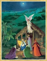Nativity with Angel Holiday Cards