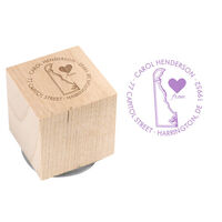 Love from Delaware Wood Block Rubber Stamp