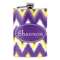 Purple and Gold Fuzzy Chevron Stainless Steel Flask