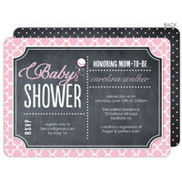 Pink Baby Rattle Chalkboard Shower Invitations