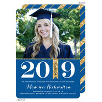 Navy and Gold Graduation Photo Announcements