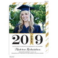 White and Gold Graduation Photo Announcements