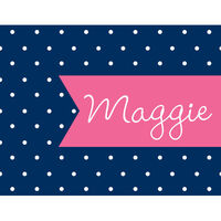Navy Pink Banner Folded Note Cards