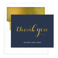 Thank You Foldover Foil Stamped Note Cards with Lined Envelopes