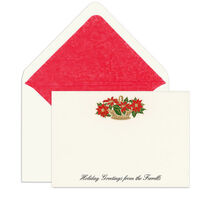 Elegant Note Cards with Engraved Poinsettia Basket