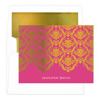 Moroccan Lace Foil Stamped Folded Note Cards with Lined Envelopes