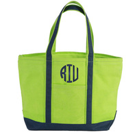 Personalized Medium Lime & Navy Boat Tote