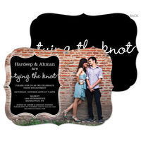 Black Tying The Knot Engagement Invitations