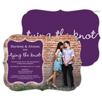 Purple Tying The Knot Engagement Invitations