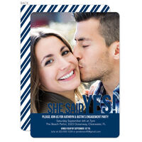 Navy Yes We Do Engagement Invitations