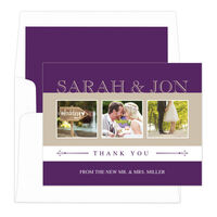 Purple Classic Photo Thank You Note Cards