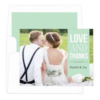 Mint Love and Thanks Note Cards