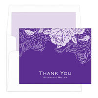 Purple Woodcut Thank You Note Cards
