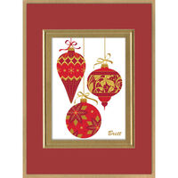 Red Hanging Ornaments with Tapestry Holiday Cards