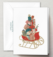 Engraved Brimming Sleigh Holiday Cards
