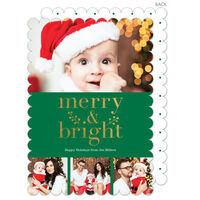 Green Merry & Bright Gold Foil Photo Cards