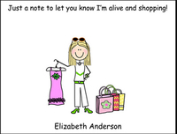 Alive and Shopping Stick Figure Note Cards