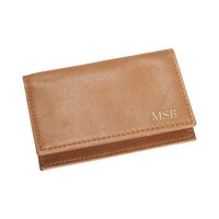 Traditional Foldover Tan Leather Card Case