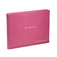 Personalized Pink Bright Leather Guest Books