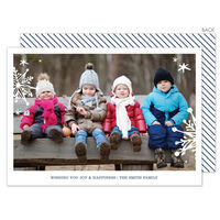 Navy and White Snowflake Photo Cards