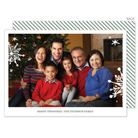 Green and White Snowflake Photo Cards