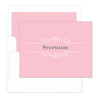 Pink Elegant Scroll Foldover Note Cards