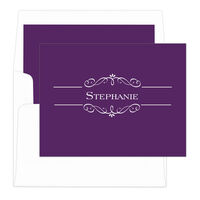 Purple Elegant Scroll Foldover Note Cards