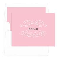 Light Pink Ornate Scroll Foldover Note Cards