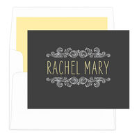 Yellow Woodcut Scroll Foldover Note Cards