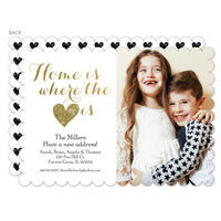 White and Gold Heart Photo Moving Announcements