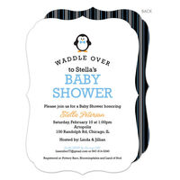 Blue Penguin Waddle Over Shower Invitations