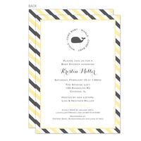 Yellow Preppy Stripes Whale Shower Invitations