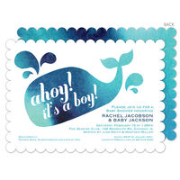 Blue Watercolor Whale Shower Invitations