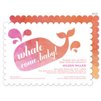 Pink Watercolor Whale Shower Invitations