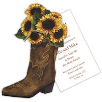 Western Boot with Sunflowers Die-cut Invitations